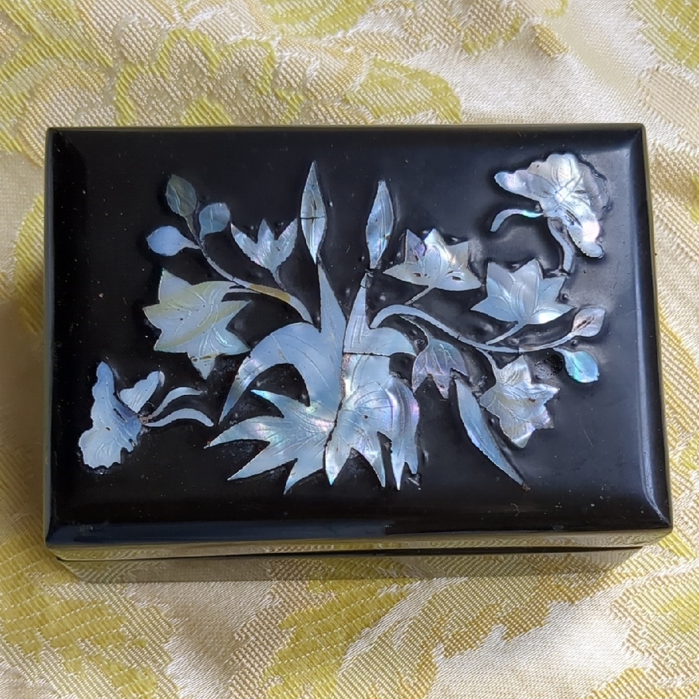 Black Jewelry Box with Mother of Pearl Inlay